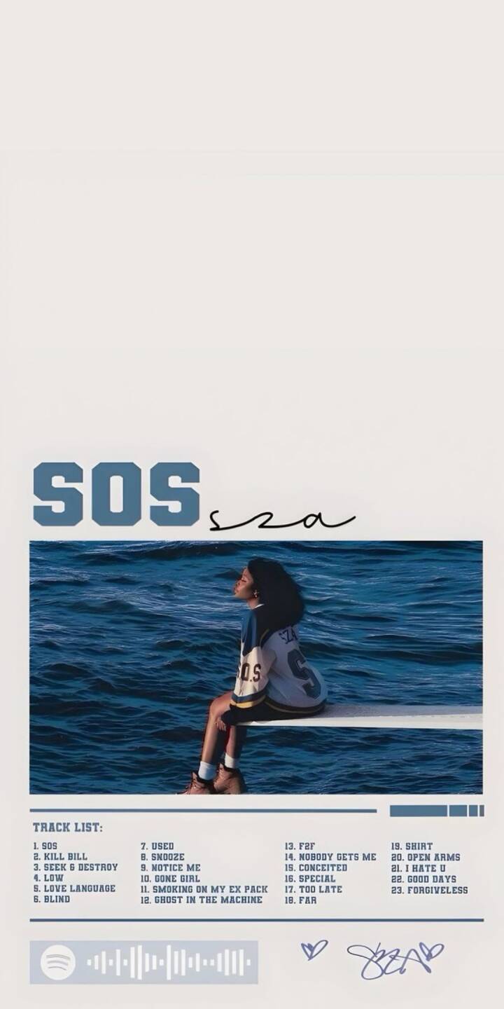SZA sits calmly on a diving board, gazing out at a serene deep blue ocean in this aesthetic 4K wallpaper, featuring the iconic 'SOS' album art and tracklist — a perfect minimalist wallpaper for your iPhone. | artist SZA sits calmly on a diving board, gazing out at a serene deep blue ocean in this aesthetic 4K wallpaper, featuring the iconic 'SOS' album art and tracklist — a perfect minimalist wallpaper for your iPhone.