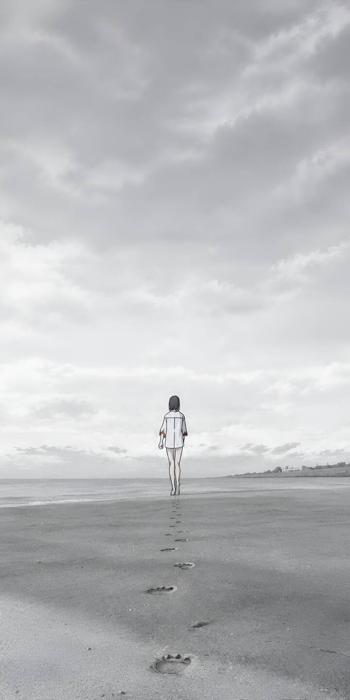 Footprints trace a poignant path across a monochromatic beach as a solitary anime figure walks towards the vast, cloudy horizon in this serene 4K wallpaper for iPhone. The subtle hint of crimson on her shoulder adds a touch of mystery to this captivating mobile wallpaper. | 4k reze bomb devil chainsaw man chainsawmangirl Footprints trace a poignant path across a monochromatic beach as a solitary anime figure walks towards the vast, cloudy horizon in this serene 4K wallpaper for iPhone. The subtle hint of crimson on her shoulder adds a touch of mystery to this captivating mobile wallpaper.