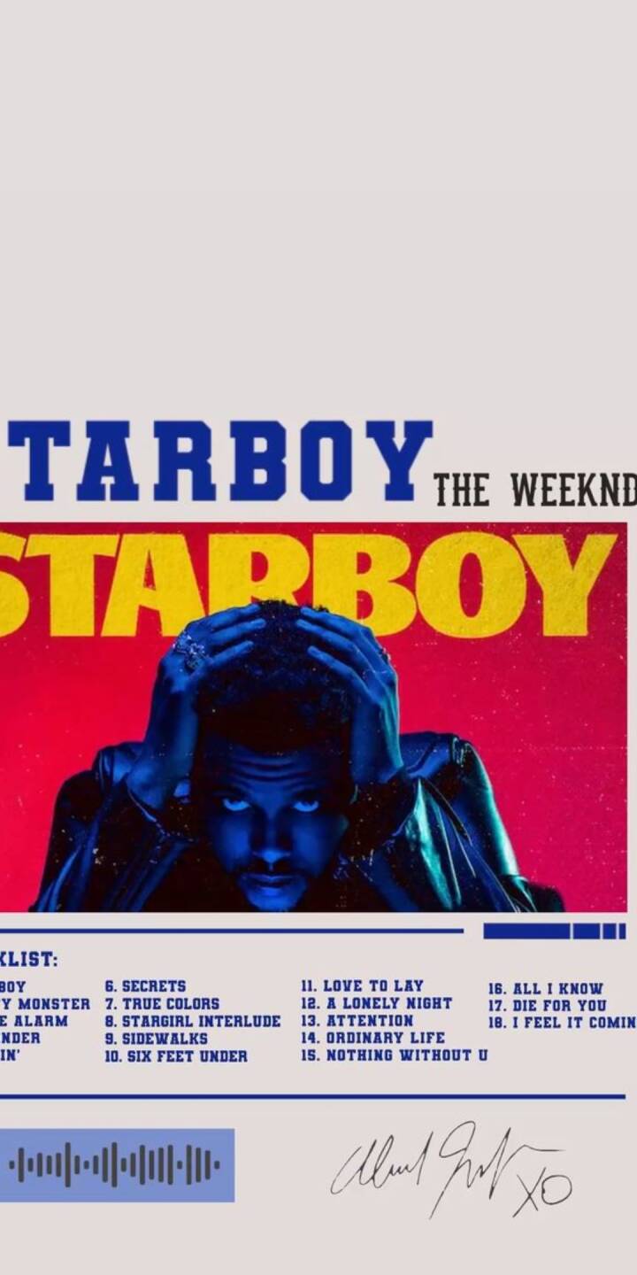 The Weeknd's iconic pose with hands on his head and his face illuminated in a cool blue glow dominates this striking 4K wallpaper, featuring the "Starboy" album cover art. This music-themed wallpaper is perfect for any iPhone to showcase your love for the artist. | artist The Weeknd's iconic pose with hands on his head and his face illuminated in a cool blue glow dominates this striking 4K wallpaper, featuring the "Starboy" album cover art. This music-themed wallpaper is perfect for any iPhone to showcase your love for the artist.