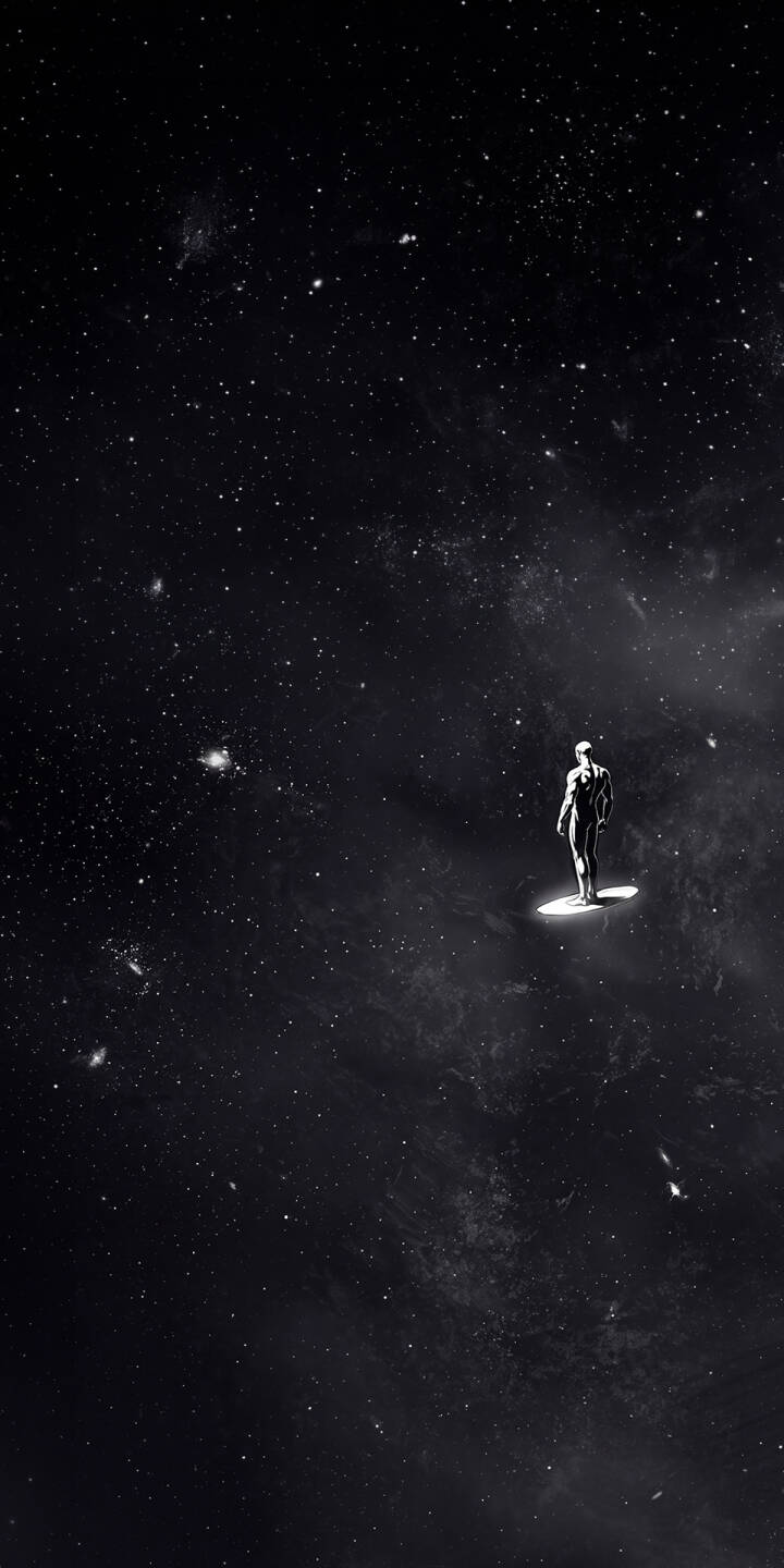 Glimmering against the vast cosmic expanse, the Silver Surfer stands solitary on his sleek board in this striking 4K wallpaper. This truly epic wallpaper is a must-have for iPhone users. | superhero space marvel iphone wallpaper grayscale silver surfer mobile 4k wallpaper hd wallpaper cosmic norrin radd Glimmering against the vast cosmic expanse, the Silver Surfer stands solitary on his sleek board in this striking 4K wallpaper. This truly epic wallpaper is a must-have for iPhone users.
