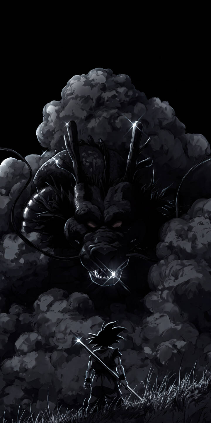 The majestic Shenron emerges from dark, swirling clouds, his fangs gleaming as young Goku, armed with his glowing Power Pole, stands ready in this dramatic 4K wallpaper—an essential monochrome Dragon Ball wallpaper for any iPhone user. | dark anime iphone goku wallpaper mobile 4k wallpaper hd wallpaper monochrome power pole dragon ball shenron The majestic Shenron emerges from dark, swirling clouds, his fangs gleaming as young Goku, armed with his glowing Power Pole, stands ready in this dramatic 4K wallpaper—an essential monochrome Dragon Ball wallpaper for any iPhone user.