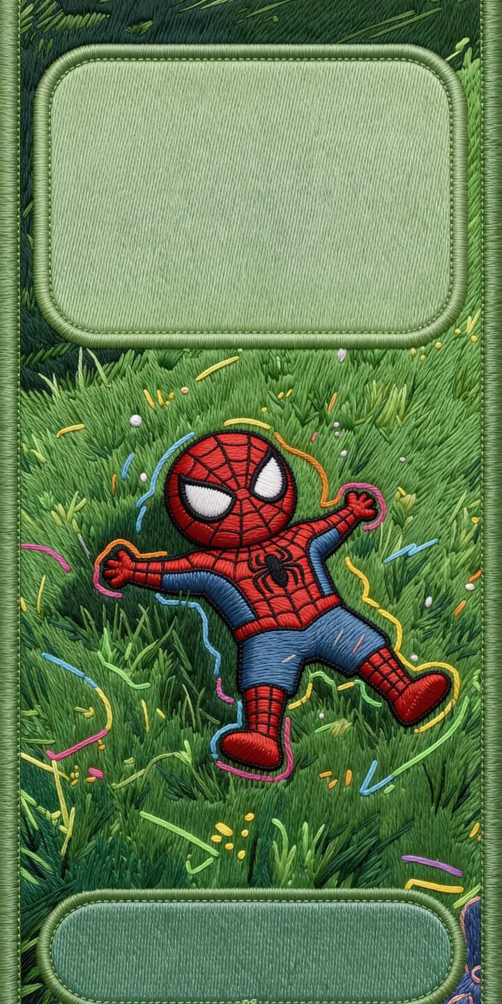 A playful, embroidered Spider-Man in chibi form relaxes on lush green stitch-art grass, surrounded by vibrant abstract lines, making this a delightful 4K wallpaper. This charming scene is a perfect iPhone wallpaper for fans of the friendly neighborhood hero. | grass marvel cute spiderman iphone wallpaper chibi mobile 4k wallpaper hd wallpaper spider-man embroidery A playful, embroidered Spider-Man in chibi form relaxes on lush green stitch-art grass, surrounded by vibrant abstract lines, making this a delightful 4K wallpaper. This charming scene is a perfect iPhone wallpaper for fans of the friendly neighborhood hero.