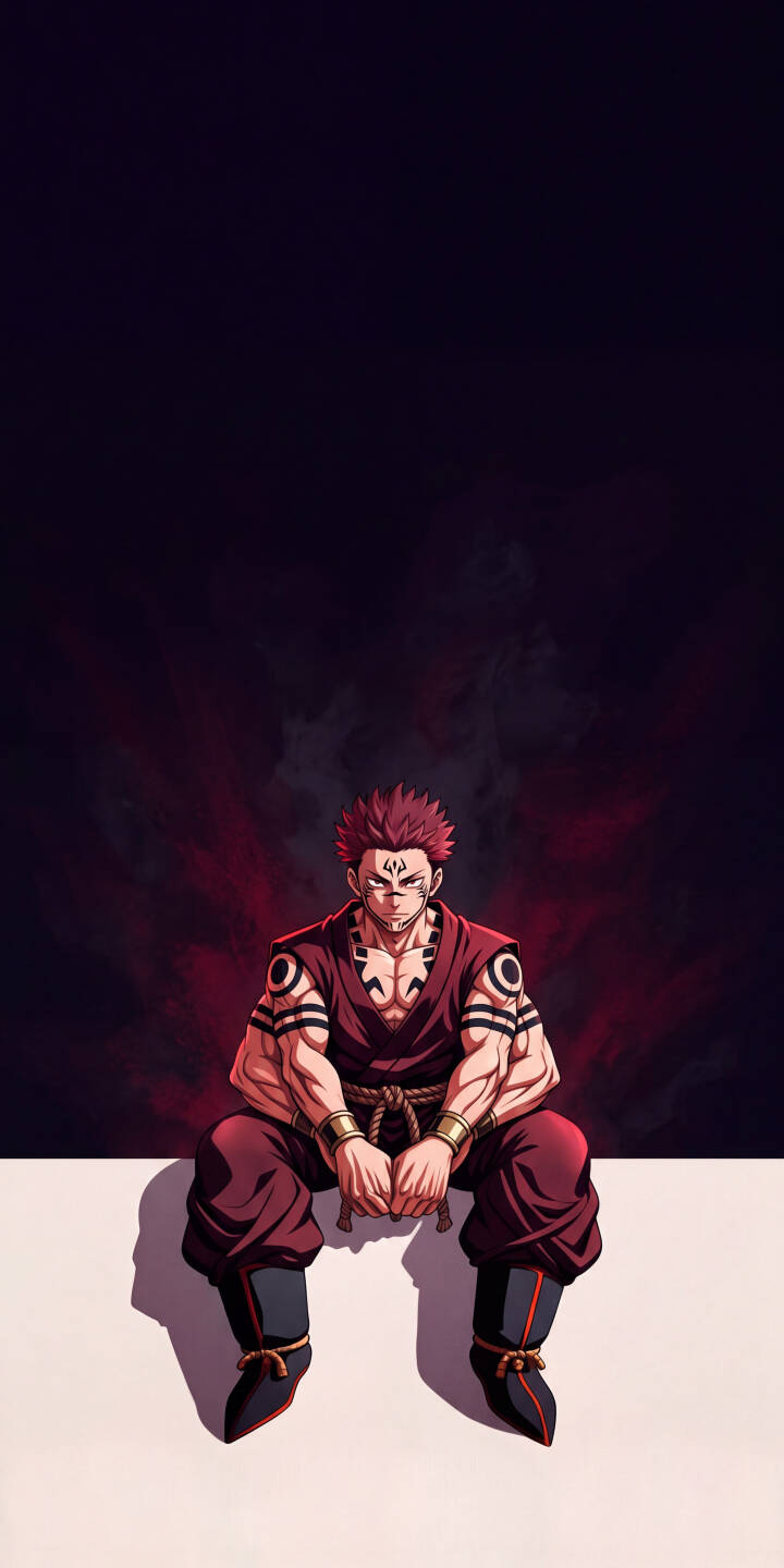 Intricate curse marks adorn Sukuna's powerful form as he sits calmly against a dark, smoky red background in this striking 4K wallpaper for iPhone. This menacing Jujutsu Kaisen wallpaper captures the King of Curses in all his eerie glory. | aesthetic dark anime manga iphone wallpaper sukuna mobile 4k wallpaper hd wallpaper king of curses jujutsu kaisen Intricate curse marks adorn Sukuna's powerful form as he sits calmly against a dark, smoky red background in this striking 4K wallpaper for iPhone. This menacing Jujutsu Kaisen wallpaper captures the King of Curses in all his eerie glory.