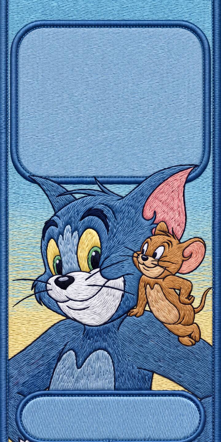 The delightful stitched texture vividly captures Tom's friendly gaze and Jerry riding cheerfully on his shoulder. This charming 4K wallpaper makes a perfect mobile wallpaper for your iPhone. | cartoon animated cute iphone tom tom and jerry jerry wallpaper mobile 4k wallpaper hd wallpaper embroidered The delightful stitched texture vividly captures Tom's friendly gaze and Jerry riding cheerfully on his shoulder. This charming 4K wallpaper makes a perfect mobile wallpaper for your iPhone.