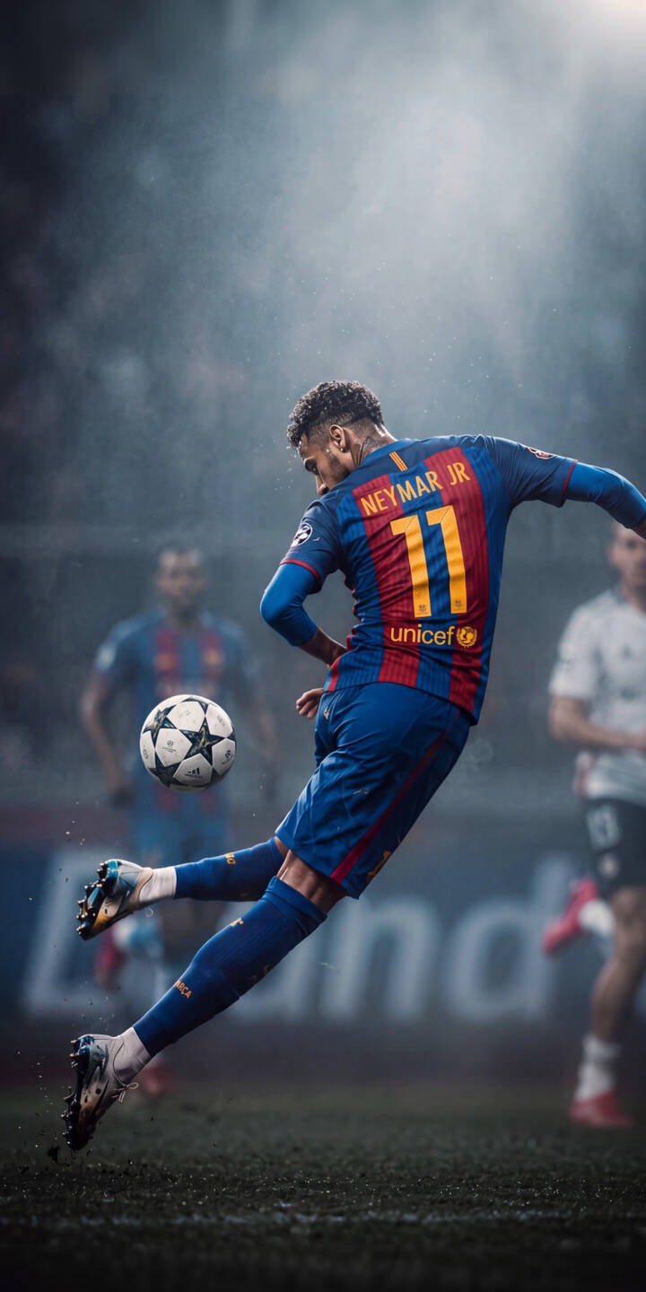 Strikingly captured in action, Neymar Jr. leaps to powerfully kick the soccer ball mid-air, wearing his iconic Barcelona jersey with the #11 in this dynamic 4K wallpaper. This intense sports wallpaper is perfect for any iPhone, showcasing the legendary athlete's skill. | sports football iphone soccer barcelona wallpaper neymar action mobile 4k wallpaper hd wallpaper neymar jr Strikingly captured in action, Neymar Jr. leaps to powerfully kick the soccer ball mid-air, wearing his iconic Barcelona jersey with the #11 in this dynamic 4K wallpaper. This intense sports wallpaper is perfect for any iPhone, showcasing the legendary athlete's skill.