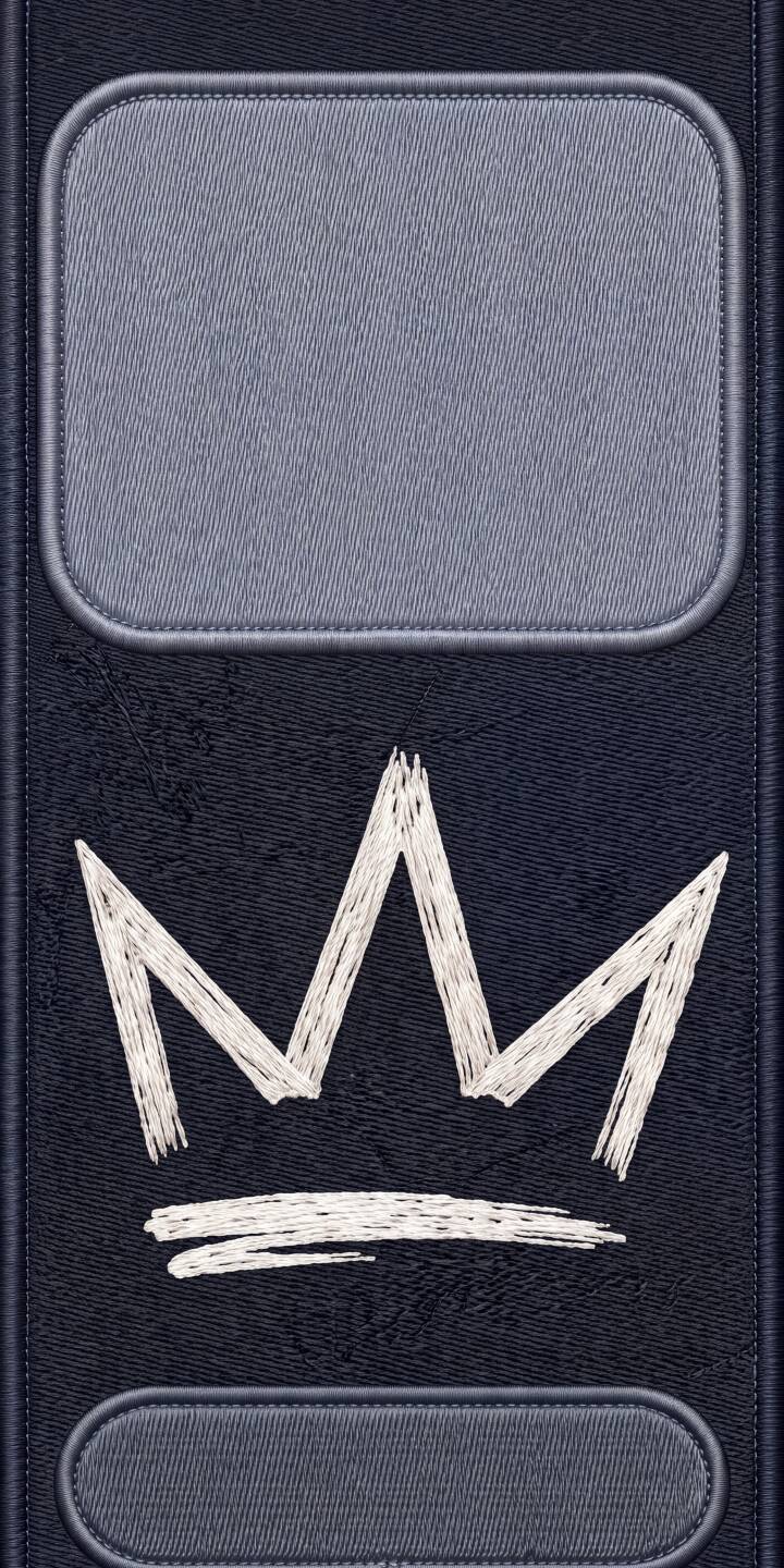 A stark white embroidered crown boldly stands out against a rich, dark blue fabric texture in this striking 4K wallpaper, featuring sleek, rounded grey patches at the top and bottom. This regal design makes an excellent minimalist wallpaper for iPhone users. | crown iphone minimalist wallpaper mobile blue aesthetic 4k wallpaper hd wallpaper fabric texture royal embroidered crown stitch art A stark white embroidered crown boldly stands out against a rich, dark blue fabric texture in this striking 4K wallpaper, featuring sleek, rounded grey patches at the top and bottom. This regal design makes an excellent minimalist wallpaper for iPhone users.