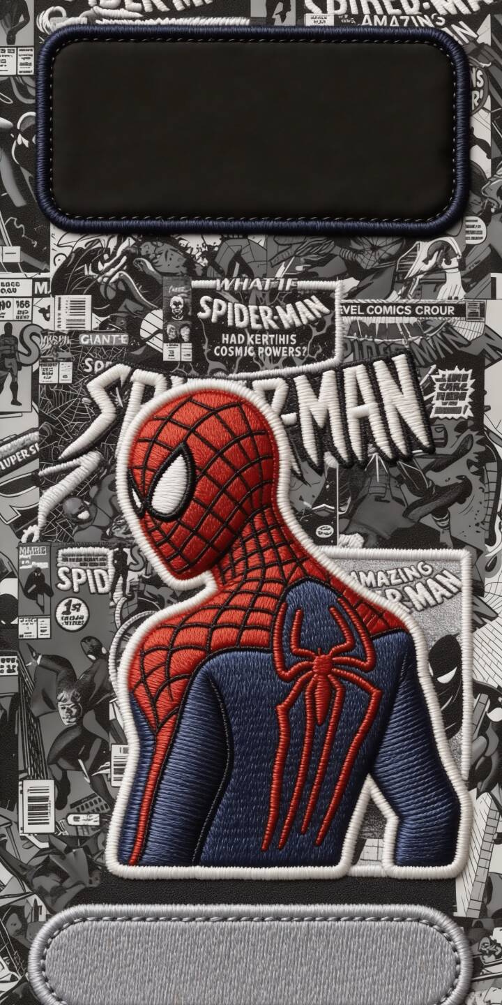 Vibrant red and blue stitches form a classic Spider-Man patch, set against a dynamic grayscale collage of vintage comic book panels, making for an incredibly detailed 4K wallpaper. This unique textured wallpaper featuring the iconic hero is perfect for personalizing your iPhone. | superhero comic book marvel spiderman iphone wallpaper mobile 4k wallpaper hd wallpaper spider-man embroidered Vibrant red and blue stitches form a classic Spider-Man patch, set against a dynamic grayscale collage of vintage comic book panels, making for an incredibly detailed 4K wallpaper. This unique textured wallpaper featuring the iconic hero is perfect for personalizing your iPhone.