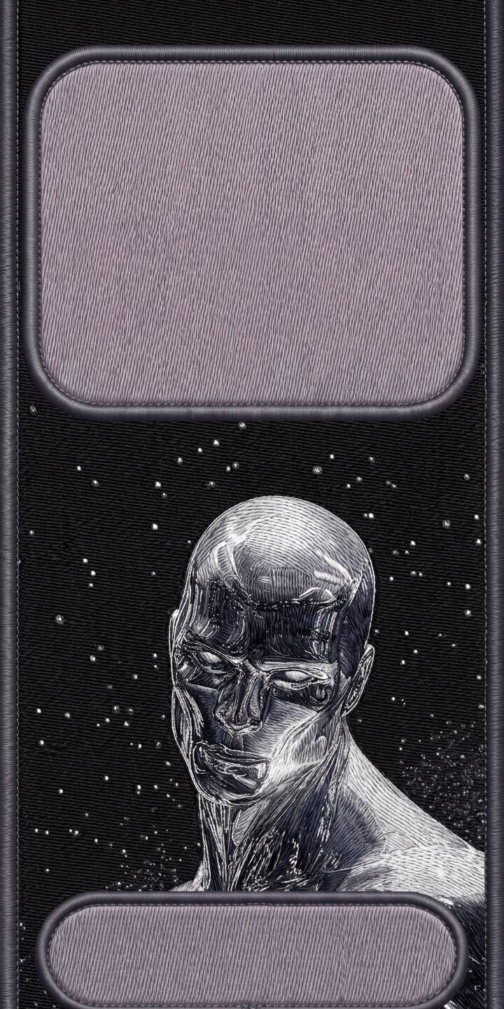 Silver Surfer's etched, metallic head and shoulders emerge from a dark, star-filled cosmos in this stunning 4K wallpaper, offering an iconic portrait as an ideal iPhone wallpaper. | comic book space marvel iphone wallpaper silver surfer mobile metallic 4k wallpaper hd wallpaper classic art cosmic Silver Surfer's etched, metallic head and shoulders emerge from a dark, star-filled cosmos in this stunning 4K wallpaper, offering an iconic portrait as an ideal iPhone wallpaper.