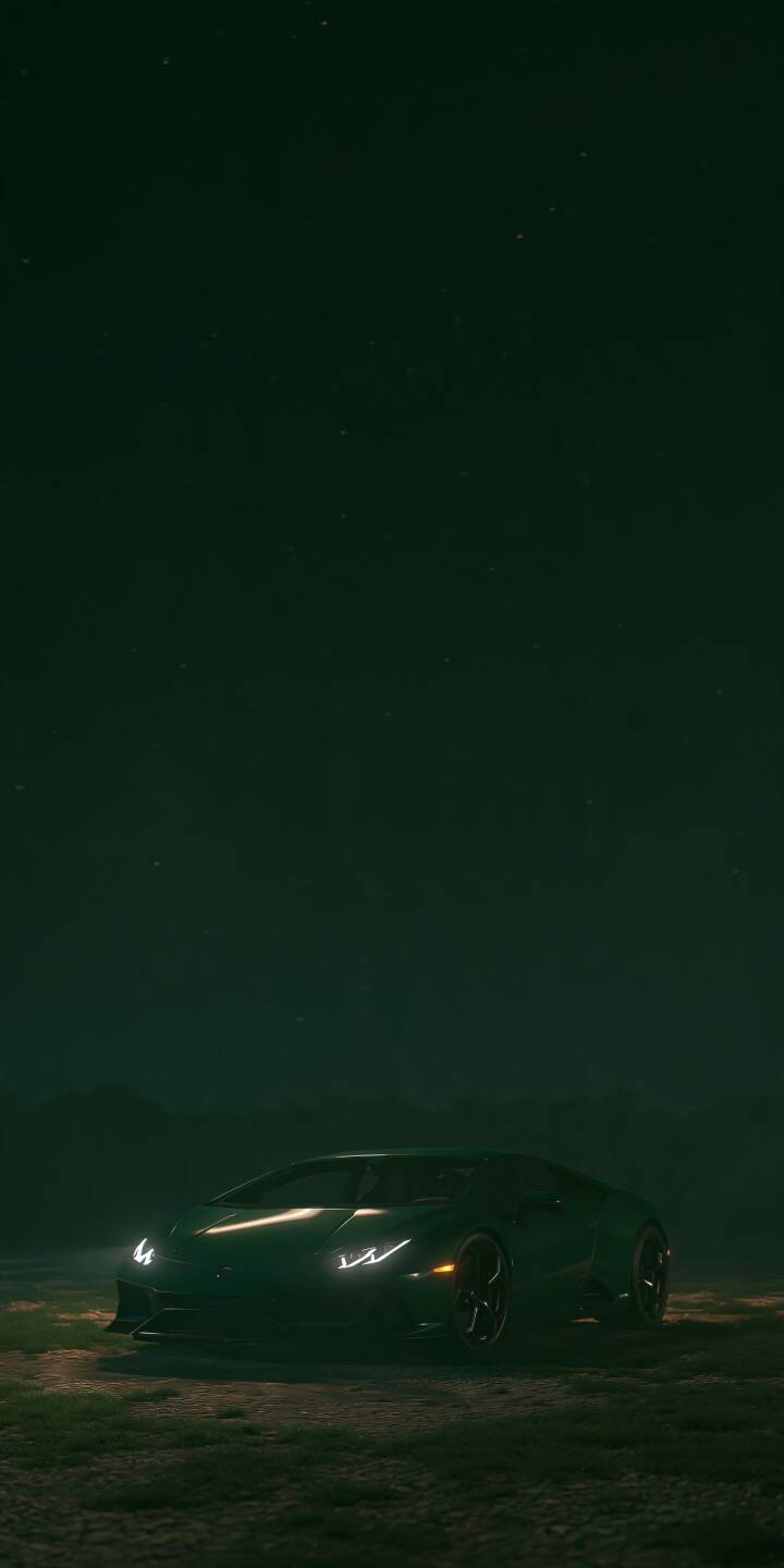 A sleek black supercar resting beneath a vast, mysterious emerald-green night sky. Its sharp LED headlights cut through the darkness, while subtle reflections reveal the elegant curves of its body. Deep green tones, cinematic shadows, and generous negative space create a powerful minimalist automotive wallpaper. | lamborghini midnight luxury car dark green black supercar A sleek black supercar resting beneath a vast, mysterious emerald-green night sky. Its sharp LED headlights cut through the darkness, while subtle reflections reveal the elegant curves of its body. Deep green tones, cinematic shadows, and generous negative space create a powerful minimalist automotive wallpaper.