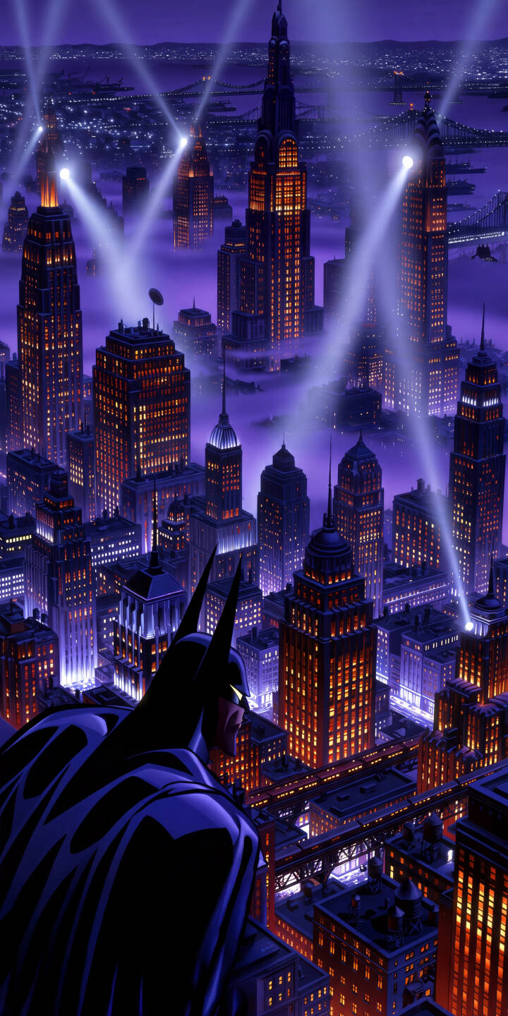 Perched high above the mist-shrouded metropolis, Batman gazes vigilantly over a dramatically lit Gotham City with glowing orange windows, making for a striking 4K wallpaper perfect for iPhone. This iconic superhero wallpaper captures the dark atmosphere of his domain. | purple superhero batman iphone wallpaper dark knight mobile 4k wallpaper hd wallpaper gotham city cityscape dc comics Perched high above the mist-shrouded metropolis, Batman gazes vigilantly over a dramatically lit Gotham City with glowing orange windows, making for a striking 4K wallpaper perfect for iPhone. This iconic superhero wallpaper captures the dark atmosphere of his domain.