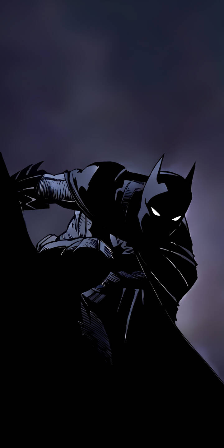 Batman's piercing white eyes cut through the shadows, highlighting his iconic silhouette in this dramatic 4K comic-style wallpaper. This intense wallpaper, showcasing the Caped Crusader in a stealthy, ready pose, is a must-have for any iPhone owner eager to display Gotham's vigilante. | superhero batman iphone wallpaper dark knight mobile comic art 4k wallpaper hd wallpaper dark aesthetic vigilante dc comics Batman's piercing white eyes cut through the shadows, highlighting his iconic silhouette in this dramatic 4K comic-style wallpaper. This intense wallpaper, showcasing the Caped Crusader in a stealthy, ready pose, is a must-have for any iPhone owner eager to display Gotham's vigilante.