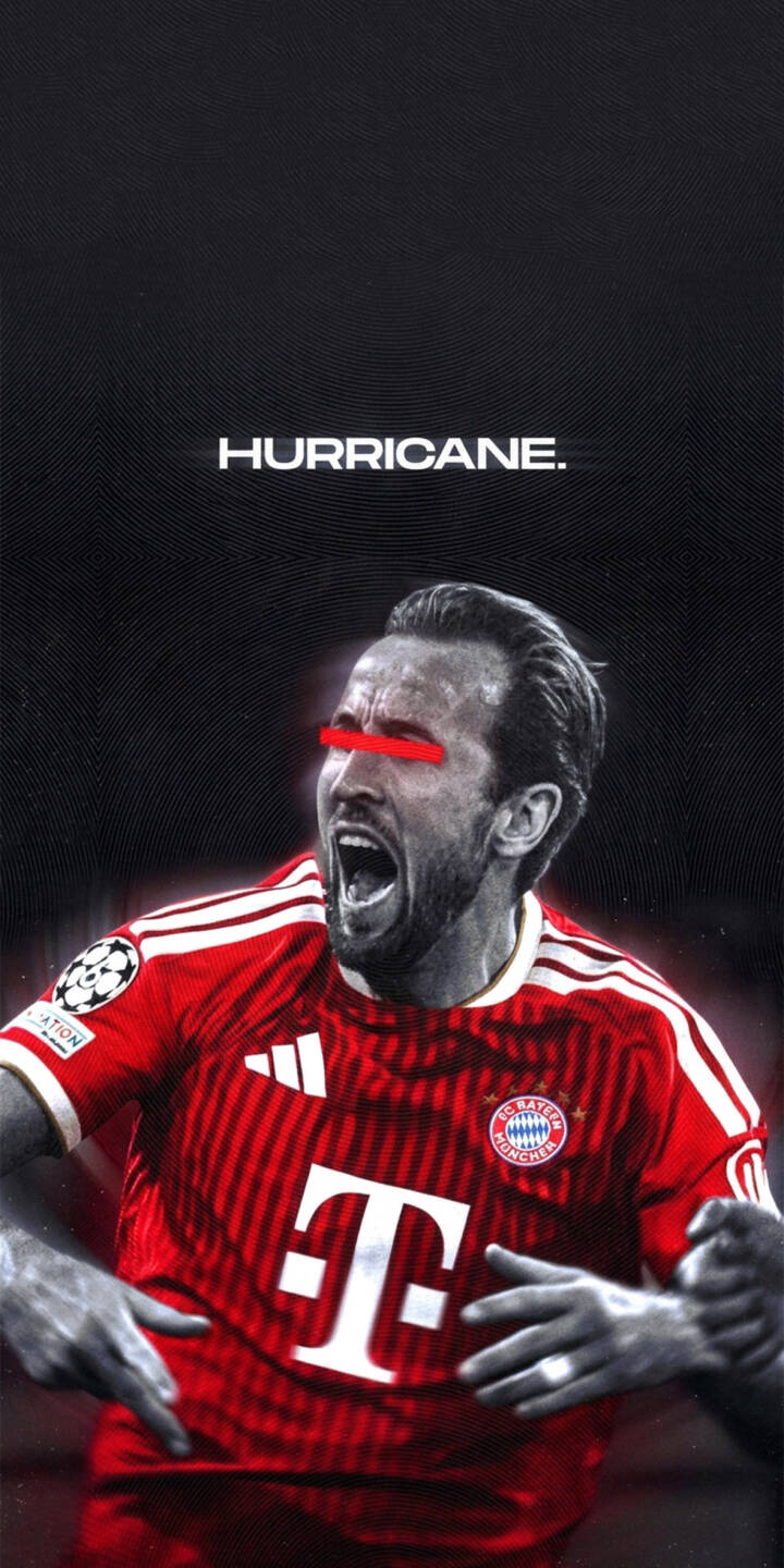 Red laser-like bars slash across Harry Kane's eyes as he shouts in intense celebration, his mouth wide open, creating a powerful statement in this dynamic 4K wallpaper. Featuring the bold 'HURRICANE.' text and his iconic Bayern Munich kit, this striking football wallpaper is a must-have for personalizing your iPhone with sports energy. | sports football celebration iphone wallpaper kane mobile 4k wallpaper hd wallpaper laser eyes bayern munich harry kane Red laser-like bars slash across Harry Kane's eyes as he shouts in intense celebration, his mouth wide open, creating a powerful statement in this dynamic 4K wallpaper. Featuring the bold 'HURRICANE.' text and his iconic Bayern Munich kit, this striking football wallpaper is a must-have for personalizing your iPhone with sports energy.