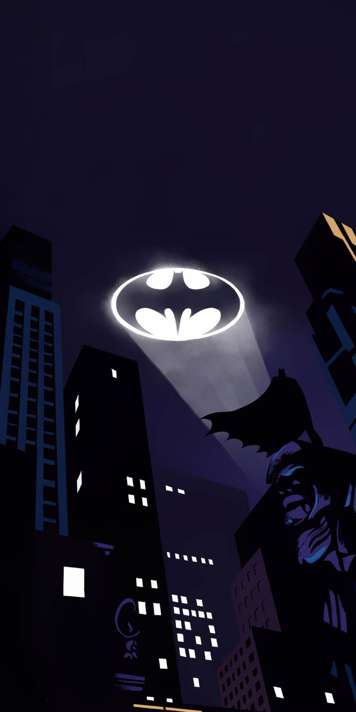 The iconic Bat-Signal glows brilliantly against the deep purple night sky, casting its light over the imposing Gotham City skyline with Batman's silhouette visible on a nearby rooftop. This striking 4K wallpaper for iPhone is the perfect wallpaper for any fan of the Dark Knight. | batman animated gotham iphone wallpaper dark knight mobile 4k wallpaper hd wallpaper cityscape dc comics bat-signal The iconic Bat-Signal glows brilliantly against the deep purple night sky, casting its light over the imposing Gotham City skyline with Batman's silhouette visible on a nearby rooftop. This striking 4K wallpaper for iPhone is the perfect wallpaper for any fan of the Dark Knight.