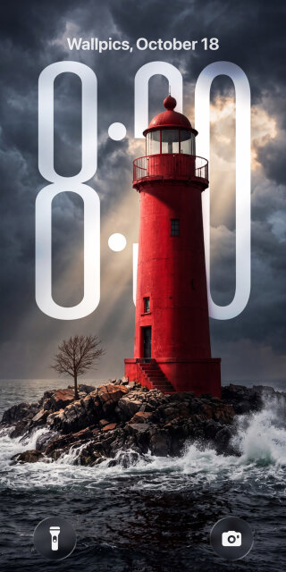 Red Lighthouse Storm Wallpaper