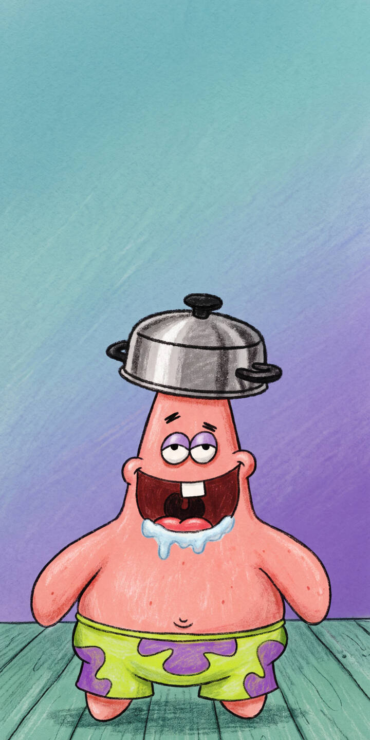 Drooling with a wide goofy smile, Patrick Star balances a metal pot on his head, perfectly captured in this vibrant 4K wallpaper—a playful wallpaper for iPhone users. | cartoon patrick iphone silly wallpaper patrick star goofy mobile spongebob squarepants 4k wallpaper hd wallpaper Drooling with a wide goofy smile, Patrick Star balances a metal pot on his head, perfectly captured in this vibrant 4K wallpaper—a playful wallpaper for iPhone users.