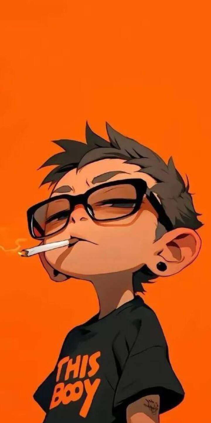 A chill cartoon boy, complete with stylish glasses and ear gauges, confidently exhales a wisp of smoke against a vibrant orange backdrop in this striking 4K wallpaper. This aesthetic wallpaper for iPhone captures an edgy, modern vibe, perfect for personalizing your mobile screen. | anime A chill cartoon boy, complete with stylish glasses and ear gauges, confidently exhales a wisp of smoke against a vibrant orange backdrop in this striking 4K wallpaper. This aesthetic wallpaper for iPhone captures an edgy, modern vibe, perfect for personalizing your mobile screen.