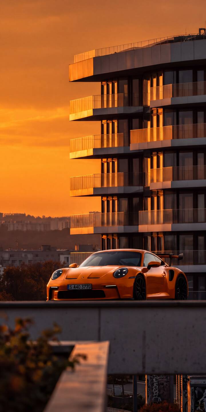 An intense orange sunset sky casts a luminous glow over a sleek orange Porsche 911 GT3 in this stunning 4K wallpaper, making it a dynamic wallpaper for iPhone enthusiasts. | sunset sports car orange iphone porsche wallpaper mobile luxury car porsche 911 gt3 4k wallpaper hd wallpaper modern architecture An intense orange sunset sky casts a luminous glow over a sleek orange Porsche 911 GT3 in this stunning 4K wallpaper, making it a dynamic wallpaper for iPhone enthusiasts.
