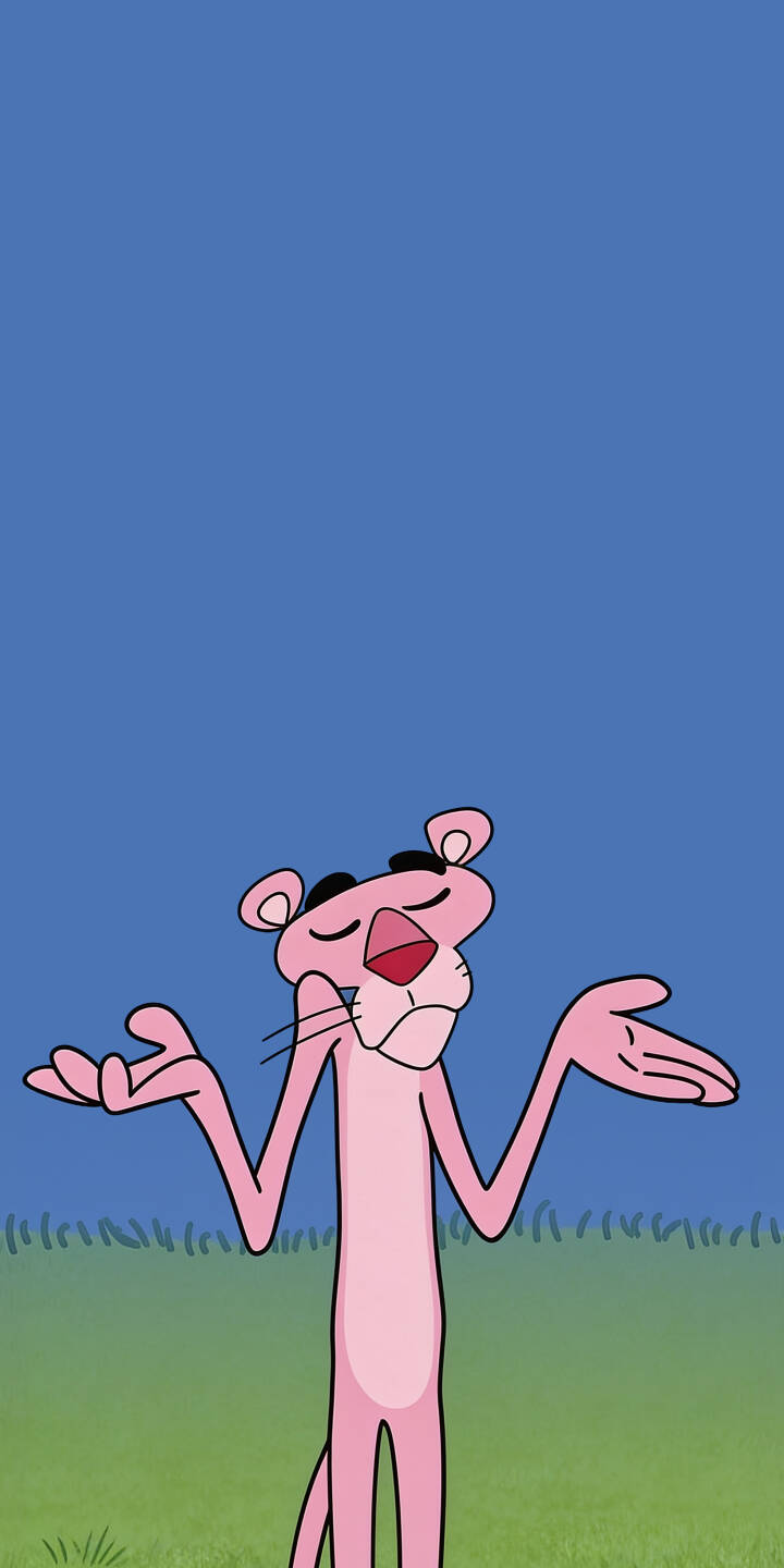 The Pink Panther shrugs in a classic pose, showing confusion against a vivid blue and green background in this charming 4K wallpaper. This iconic animation wallpaper is a perfect fit for your iPhone. | cartoon funny iphone retro wallpaper animation pink panther mobile shrug 4k wallpaper hd wallpaper classic cartoon The Pink Panther shrugs in a classic pose, showing confusion against a vivid blue and green background in this charming 4K wallpaper. This iconic animation wallpaper is a perfect fit for your iPhone.