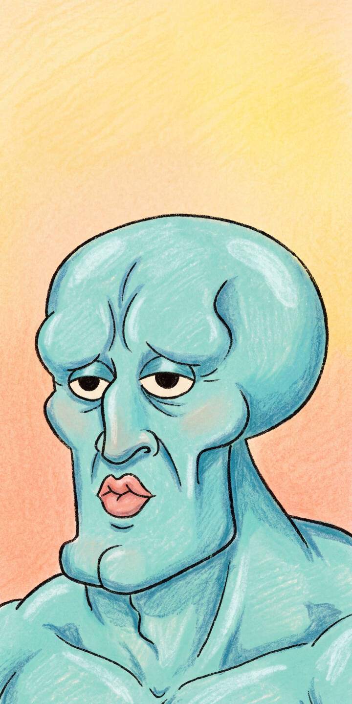Squidward's iconic, chiseled aqua-blue visage and plump, pouty lips command attention in this surreal 4K wallpaper, featuring his muscular frame against a soft pastel background — an essential aesthetic wallpaper for any iPhone. This unique meme-inspired wallpaper perfectly captures the essence of Handsome Squidward. | cartoon aesthetic meme funny spongebob squidward iphone wallpaper mobile 4k wallpaper hd wallpaper handsome squidward Squidward's iconic, chiseled aqua-blue visage and plump, pouty lips command attention in this surreal 4K wallpaper, featuring his muscular frame against a soft pastel background — an essential aesthetic wallpaper for any iPhone. This unique meme-inspired wallpaper perfectly captures the essence of Handsome Squidward.