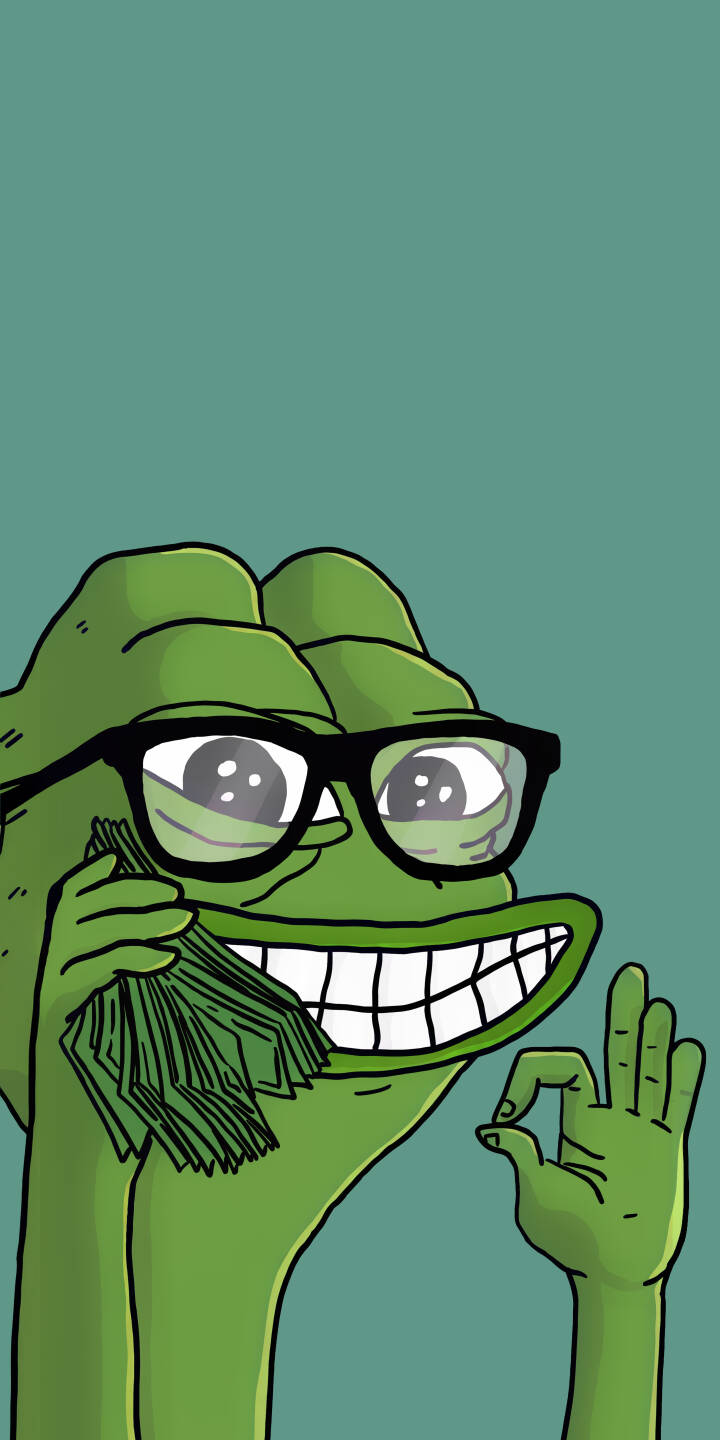 Pepe the Frog flashes a confident smile, adorned with black glasses and a stack of cash in this vibrant 4K wallpaper â an essential iPhone wallpaper for meme enthusiasts. | cartoon meme funny glasses money iphone wallpaper pepe mobile 4k wallpaper hd wallpaper pepe frog Pepe the Frog flashes a confident smile, adorned with black glasses and a stack of cash in this vibrant 4K wallpaper â an essential iPhone wallpaper for meme enthusiasts.