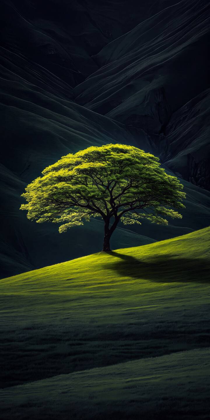 The vibrant green canopy of a lone tree casts a dramatic shadow on a sunlit hillside, beautifully captured in this breathtaking 4K nature wallpaper — an ideal backdrop for your iPhone. | aesthetic landscape tree green hill iphone nature minimalist wallpaper mobile 4k wallpaper hd wallpaper The vibrant green canopy of a lone tree casts a dramatic shadow on a sunlit hillside, beautifully captured in this breathtaking 4K nature wallpaper — an ideal backdrop for your iPhone.