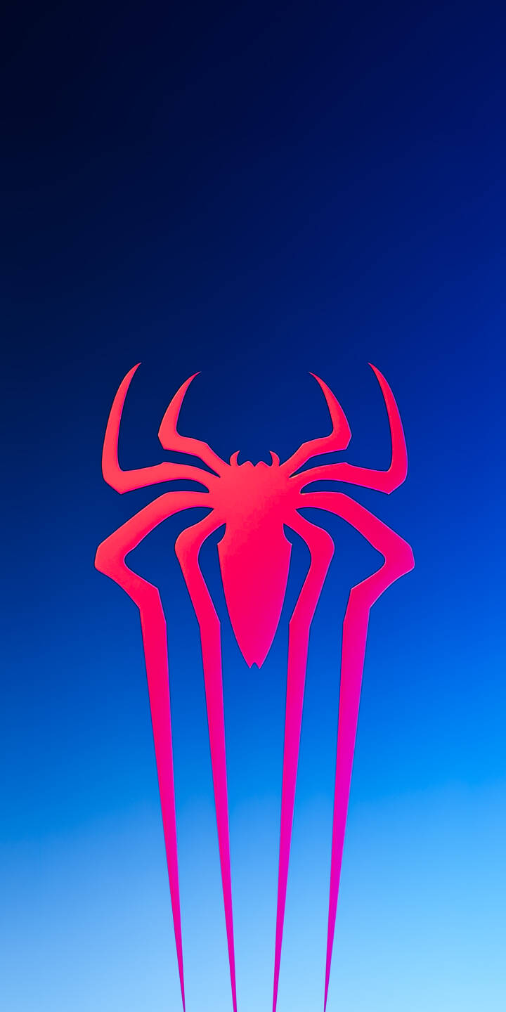 The iconic Spider-Man logo glows in vibrant fuchsia against a striking gradient blue background in this crisp 4K wallpaper, making it a perfect minimalist wallpaper for any iPhone. | blue logo superhero marvel iphone minimalist wallpaper mobile 4k wallpaper hd wallpaper spider-man amazing spiderman The iconic Spider-Man logo glows in vibrant fuchsia against a striking gradient blue background in this crisp 4K wallpaper, making it a perfect minimalist wallpaper for any iPhone.