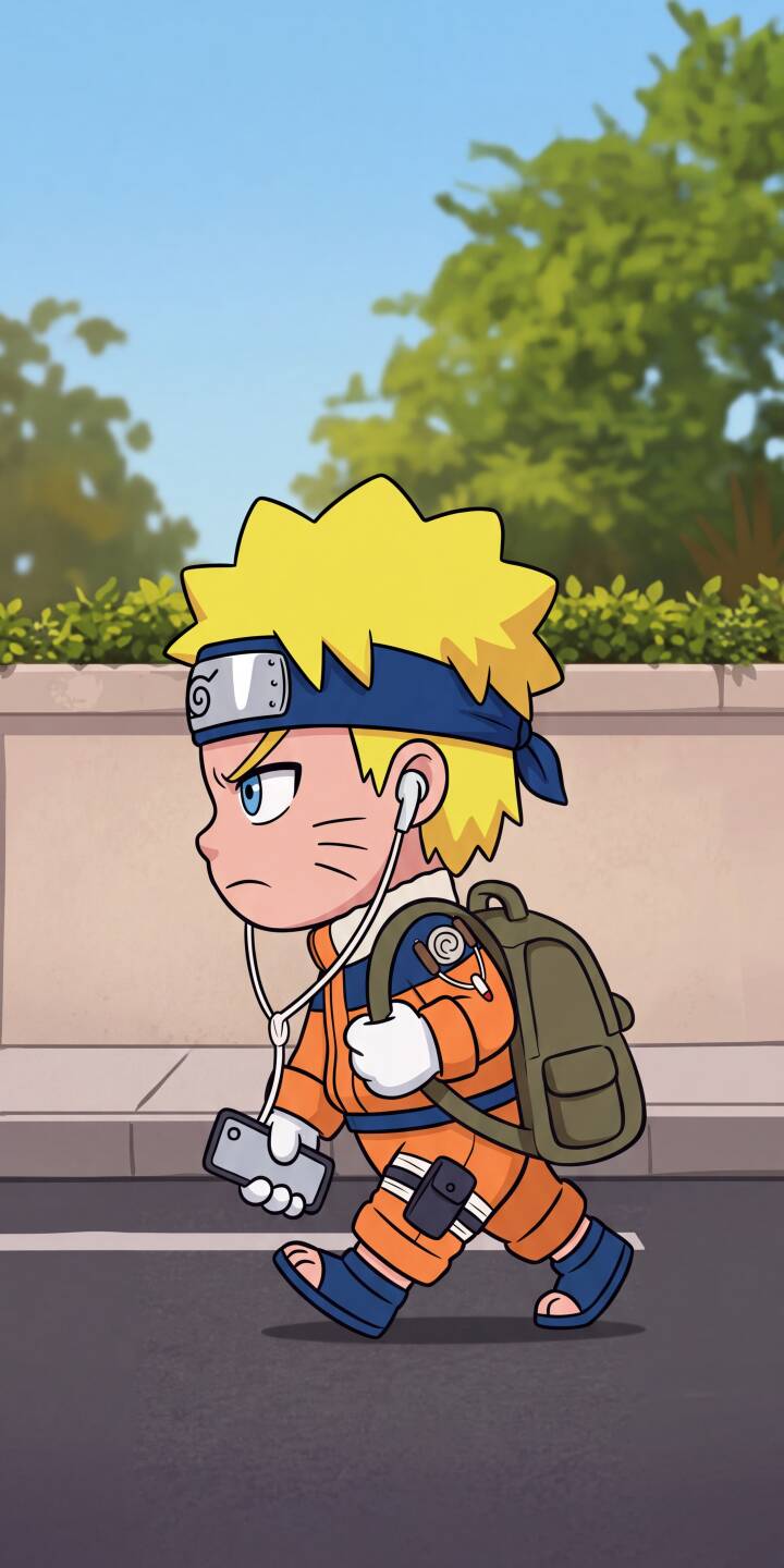 A grumpy yet adorable chibi Naruto Uzumaki walks with headphones and a backpack in this charming 4K wallpaper. Perfect as an iPhone wallpaper, this image captures the beloved ninja in a casual, student-like setting. | cartoon anime cute naruto iphone wallpaper chibi mobile naruto uzumaki 4k wallpaper hd wallpaper A grumpy yet adorable chibi Naruto Uzumaki walks with headphones and a backpack in this charming 4K wallpaper. Perfect as an iPhone wallpaper, this image captures the beloved ninja in a casual, student-like setting.