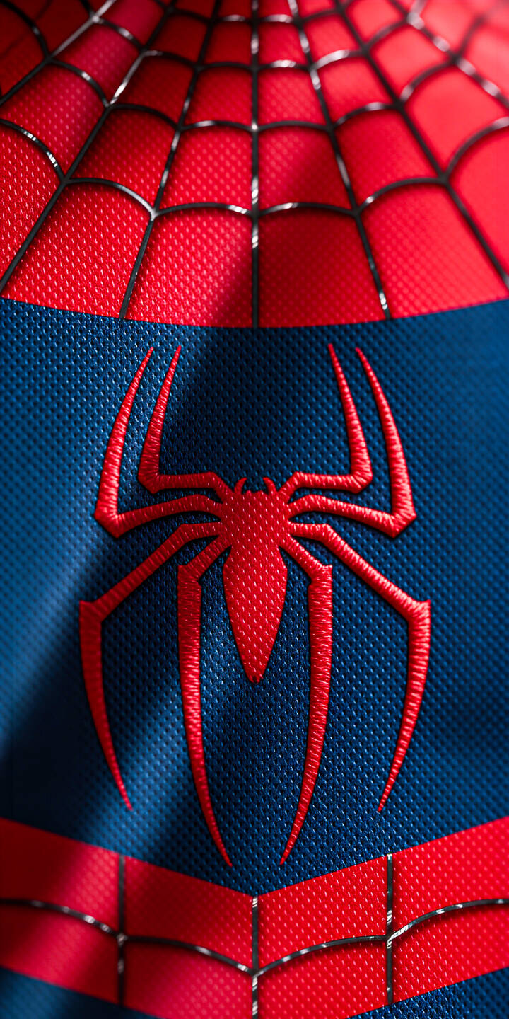 The iconic red spider emblem, vividly embroidered against a deep blue textured fabric, takes center stage in this striking 4K Spider-Man wallpaper. It's a must-have heroic wallpaper, perfectly optimized for your iPhone device. | superhero comic book emblem marvel spiderman iphone wallpaper mobile 4k wallpaper hd wallpaper spider-man red and blue The iconic red spider emblem, vividly embroidered against a deep blue textured fabric, takes center stage in this striking 4K Spider-Man wallpaper. It's a must-have heroic wallpaper, perfectly optimized for your iPhone device.