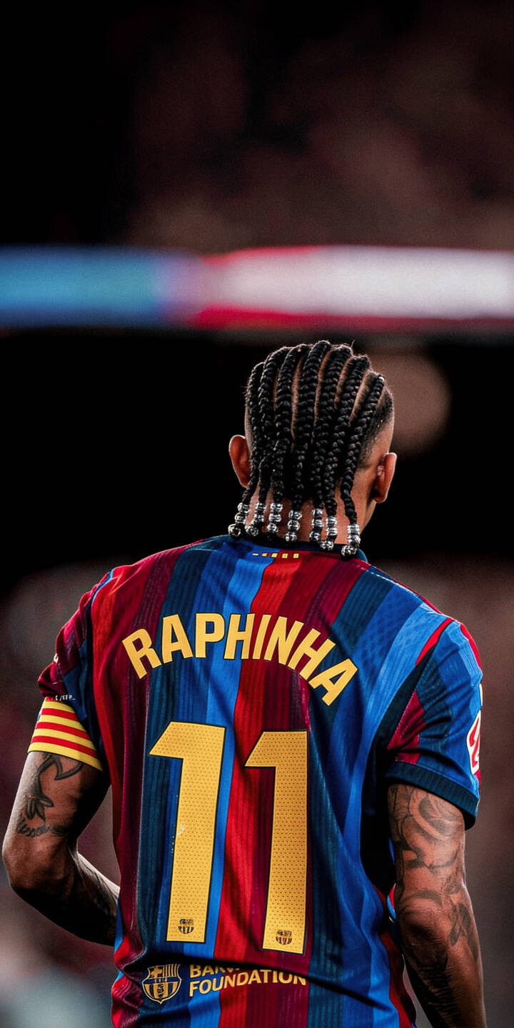 Raphinha's distinctive braided hair, adorned with silver beads, takes center stage in this vibrant 4K wallpaper, showcasing his iconic number 11 FC Barcelona jersey from the back. This dynamic football wallpaper is an essential download for your iPhone. | sports football iphone soccer wallpaper barca raphinha fc barcelona mobile 4k wallpaper hd wallpaper braids Raphinha's distinctive braided hair, adorned with silver beads, takes center stage in this vibrant 4K wallpaper, showcasing his iconic number 11 FC Barcelona jersey from the back. This dynamic football wallpaper is an essential download for your iPhone.