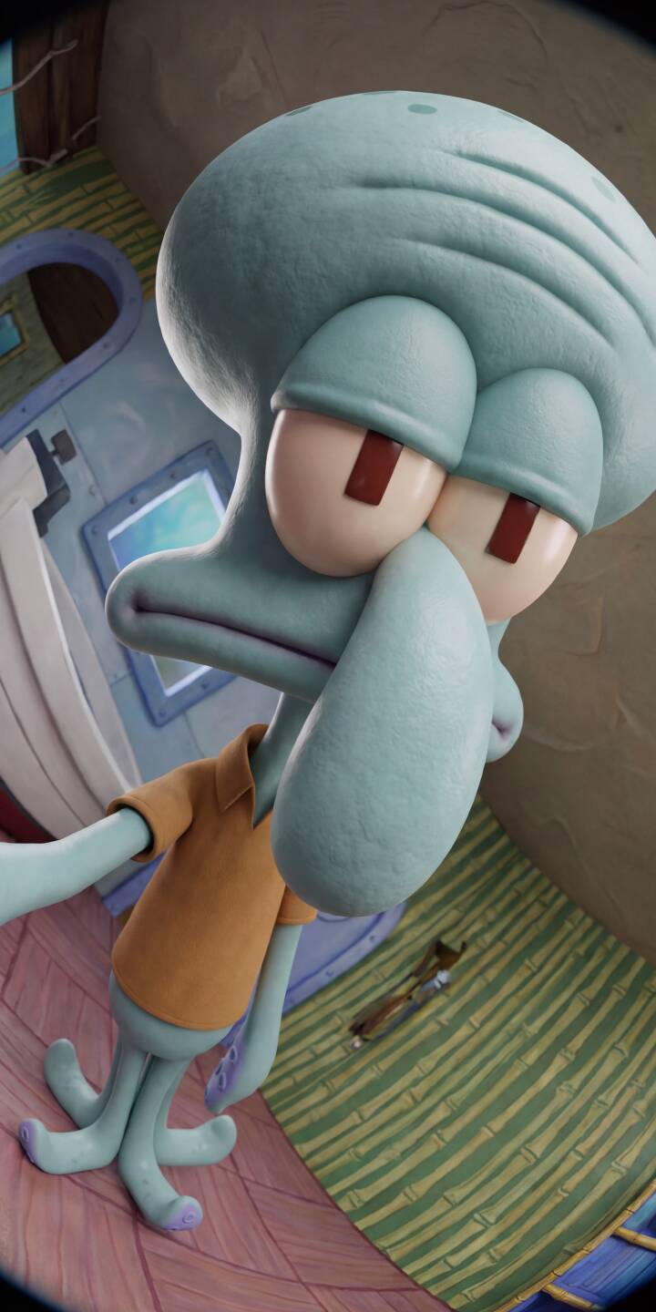 Squidward Tentacles looks down with his signature annoyed expression and oversized nose in this detailed 4K wallpaper, making for a perfectly sullen wallpaper for your iPhone screen. | cartoon funny spongebob squidward iphone wallpaper mobile 4k wallpaper hd wallpaper 3d animation squidward tentacles annoyed Squidward Tentacles looks down with his signature annoyed expression and oversized nose in this detailed 4K wallpaper, making for a perfectly sullen wallpaper for your iPhone screen.