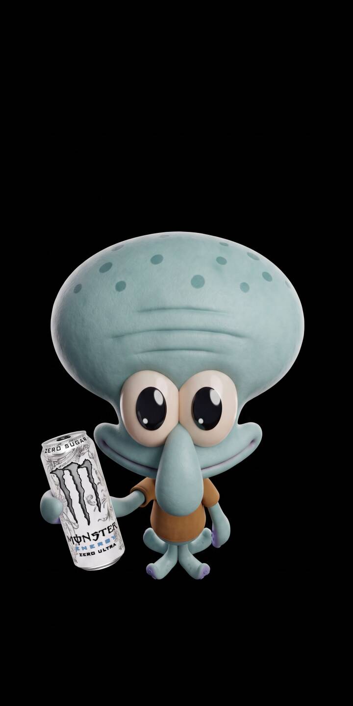 Squidward Tentacles holds a prominent white Monster Energy Ultra can against a stark black background in this stylized 4K wallpaper. This expressive 3D rendered wallpaper is perfect for any iPhone, capturing Squidward's classic deadpan demeanor. | cartoon meme spongebob squidward iphone wallpaper mobile 4k wallpaper hd wallpaper monster energy squidward tentacles 3d art Squidward Tentacles holds a prominent white Monster Energy Ultra can against a stark black background in this stylized 4K wallpaper. This expressive 3D rendered wallpaper is perfect for any iPhone, capturing Squidward's classic deadpan demeanor.