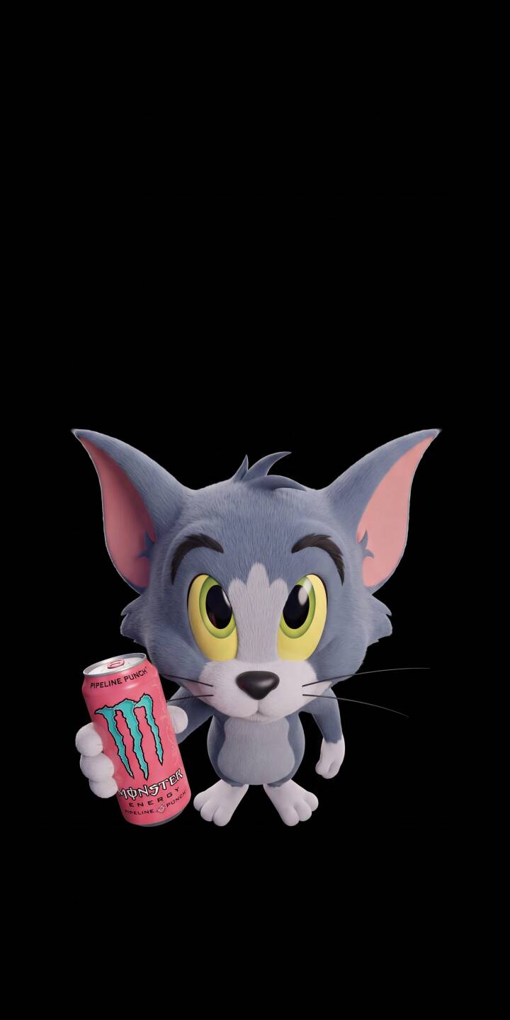 A playfully rendered Tom cat beams a cheerful smile, clutching a vibrant pink Monster Energy drink against a stark black background in this adorable 4K wallpaper. It's an excellent mobile wallpaper for iPhone users looking for a cute and quirky addition to their device. | cute iphone tom tom and jerry wallpaper chibi mobile pink aesthetic 4k wallpaper hd wallpaper cartoon cat monster energy A playfully rendered Tom cat beams a cheerful smile, clutching a vibrant pink Monster Energy drink against a stark black background in this adorable 4K wallpaper. It's an excellent mobile wallpaper for iPhone users looking for a cute and quirky addition to their device.